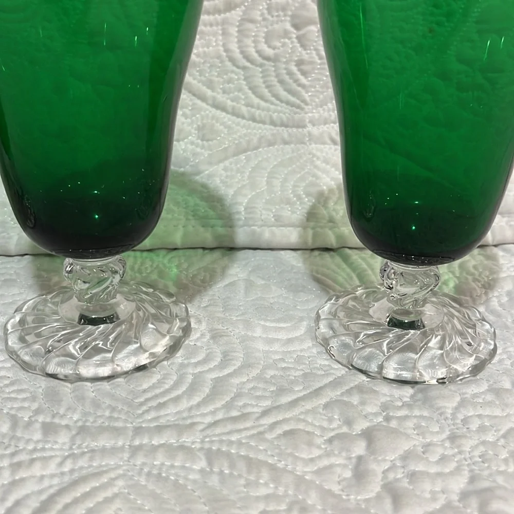 Fostoria Colonial Dame green‎ glasses, set of 8
